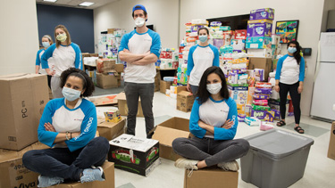 Medical students performing community service.